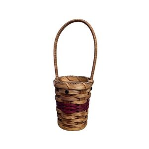 Handmade Woven Basket Handle Signed Katie‎ Verna Troyer Wicker Decor Iowa Amish
